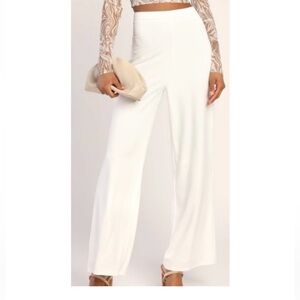Elegant White Women's Wide-Leg Pants